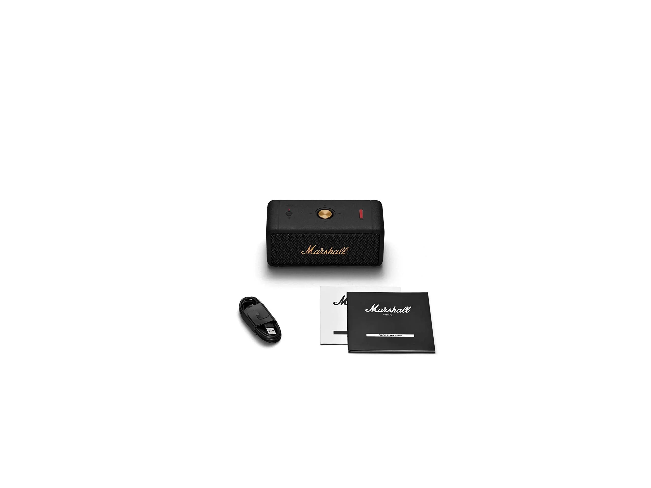 Certified Refurbished - Marshall - Emberton Portable Bluetooth Speaker - Black & Brass MarshallBullseye Deals