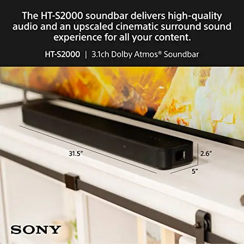 Certified Refurbished - Sony HT-S2000: 3.1ch Dolby Atmos/DTS:X Soundbar Surround Sound SonyBullseye Deals