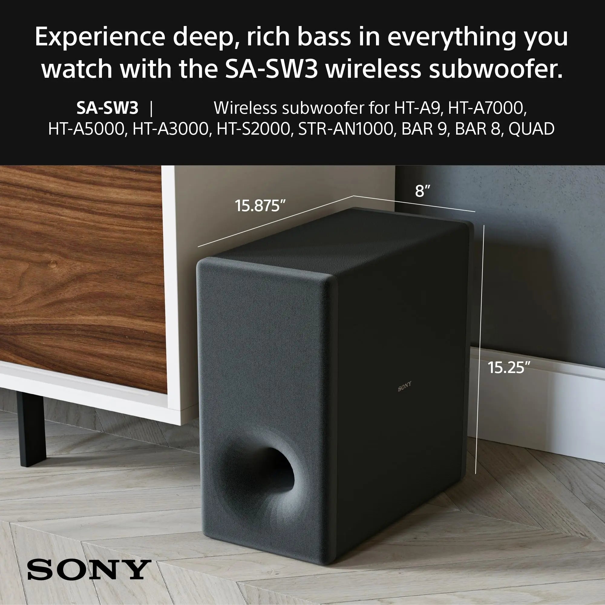 Certified Refurbished - Sony SA-SW3 Wireless Subwoofer for HT-A9/A7000/A5000 SonyBullseye Deals