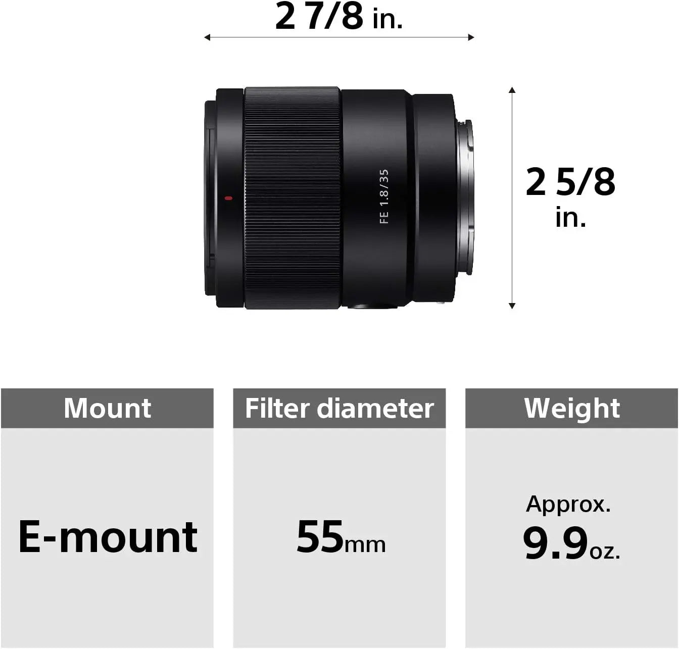 Certified Refurbished - Sony SEL35F18 E 35mm F1.8 OSS E-mount Prime Lens For Alpha ILCE NEX Cameras SonyBullseye Deals