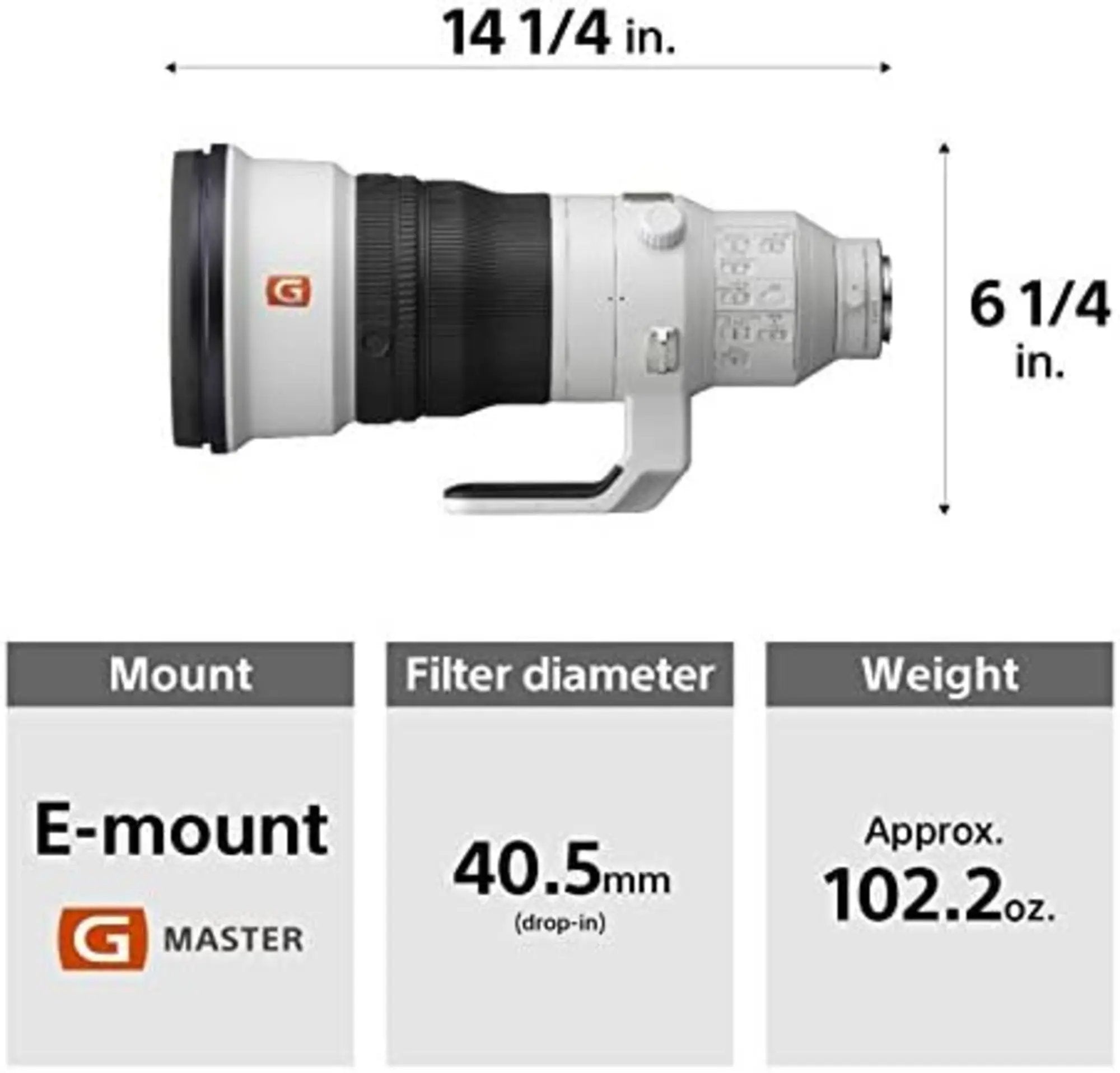 Certified Refurbished - Sony SEL400F28GM 400mm F/2.8-2.8 Fixed Prime Camera Lens, White SonyBullseye Deals