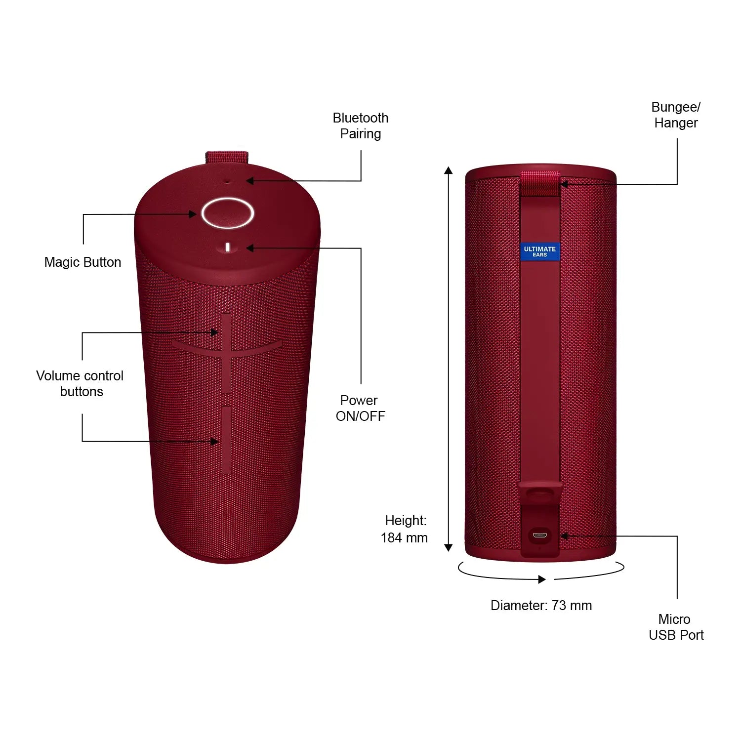 Certified Refurbished - Ultimate Ears - BOOM 3 Portable Wireless Bluetooth Speaker with Waterproof Design - Sunset Red Ultimate EarsBullseye Deals