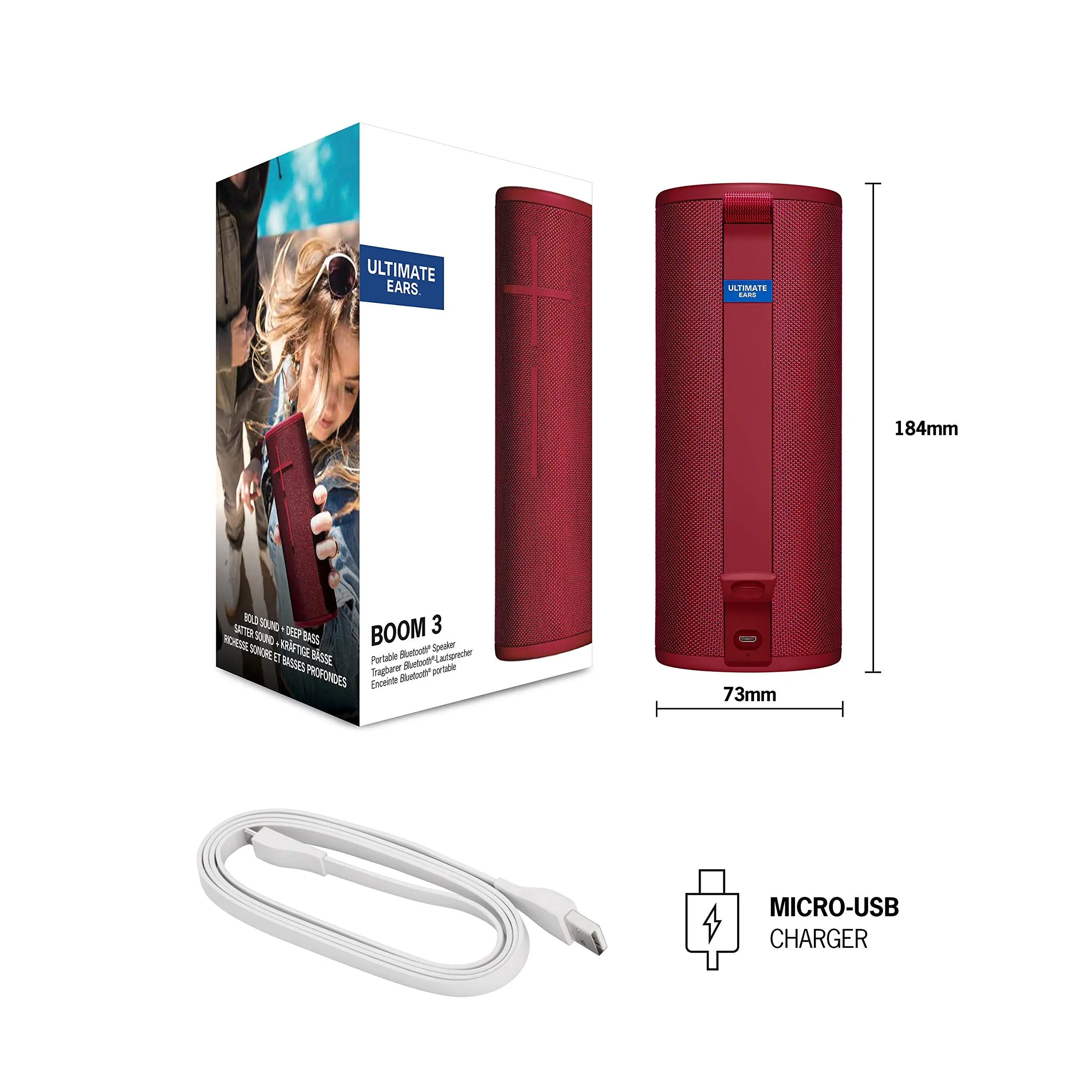 Certified Refurbished - Ultimate Ears - BOOM 3 Wireless Bluetooth Speaker - Sunset Red - 984-001352 Ultimate EarsBullseye Deals