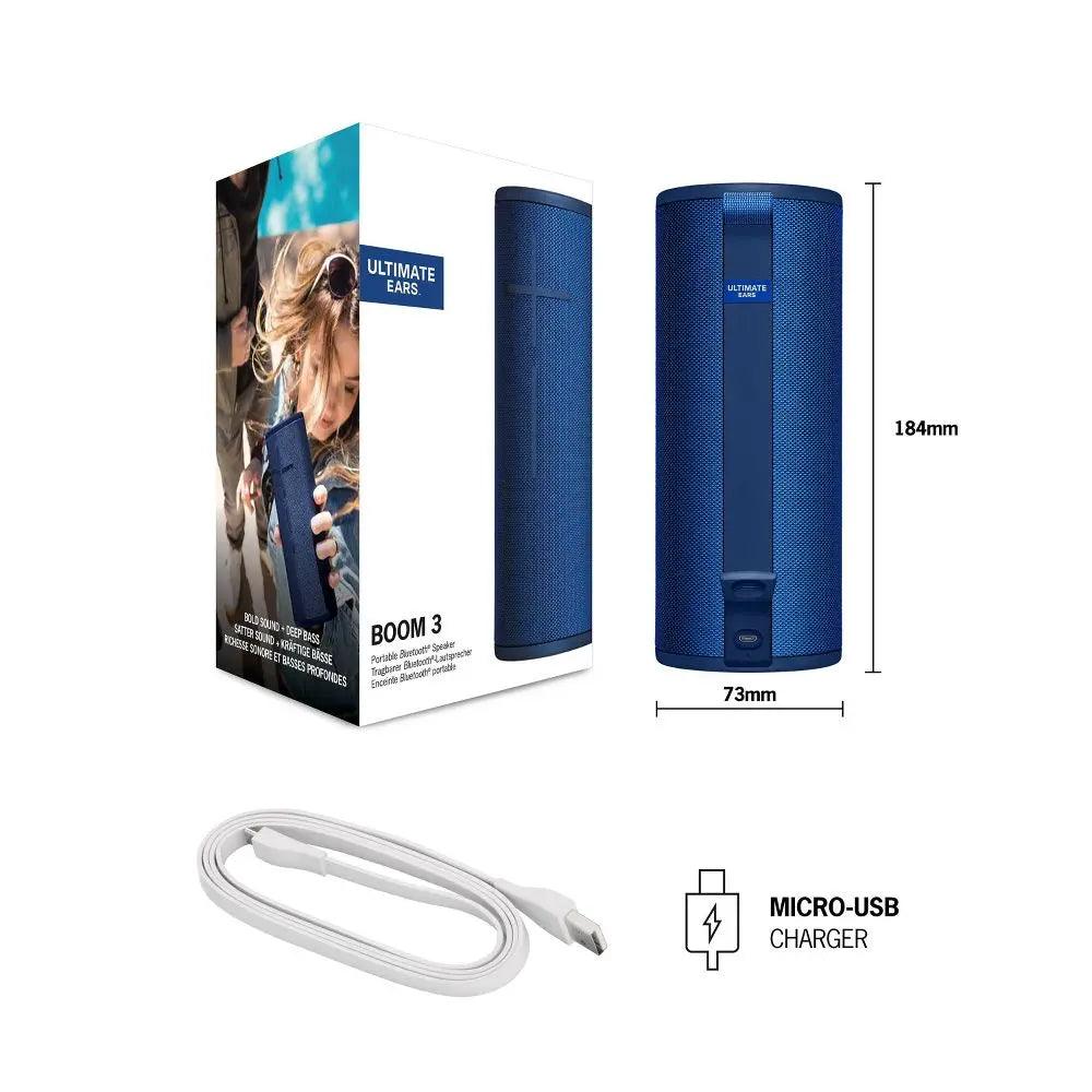 Certified Refurbished - Ultimate Ears Boom 3 Bluetooth Speaker - Blue - 984-001350 Ultimate EarsBullseye Deals