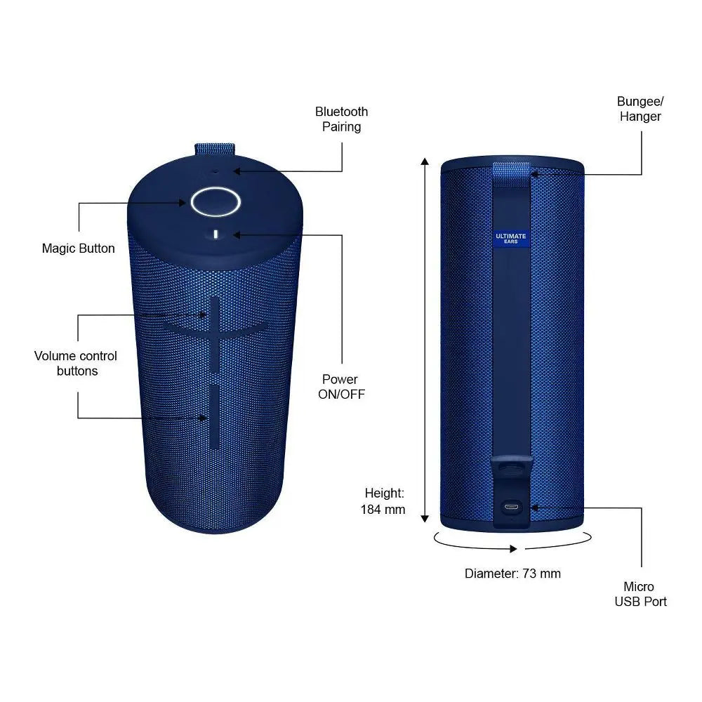 Certified Refurbished - Ultimate Ears Boom 3 Bluetooth Speaker - Blue - 984-001350 Ultimate EarsBullseye Deals