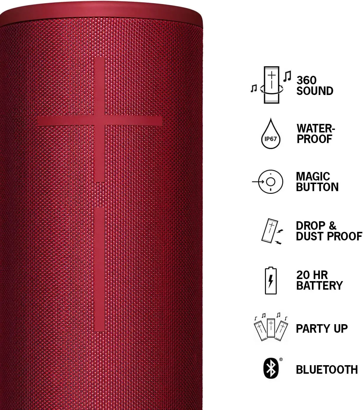 Certified Refurbished - Ultimate Ears MEGABOOM 3 Portable Bluetooth Speaker System - Red Ultimate EarsBullseye Deals