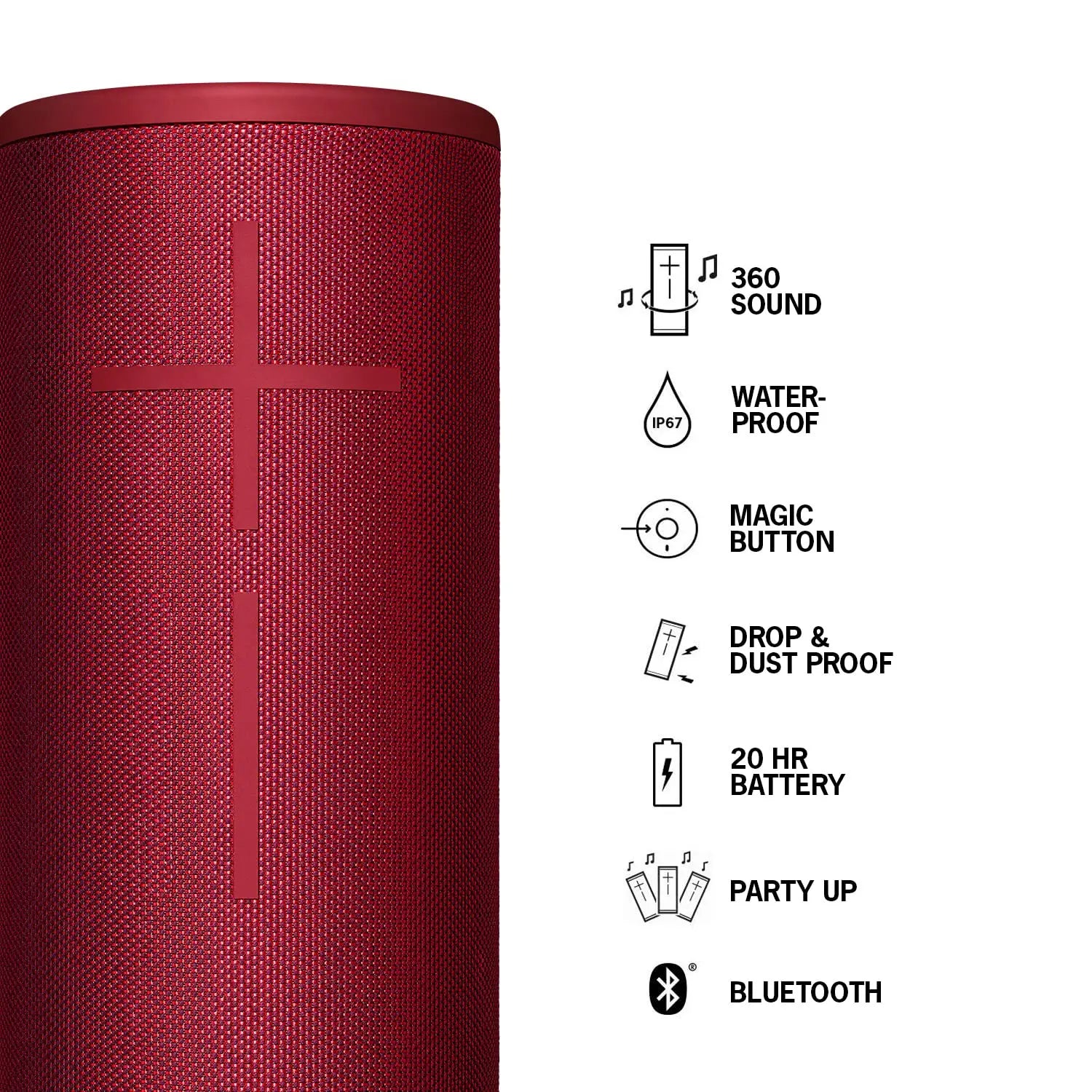 Certified Refurbished - Ultimate Ears MEGABOOM 3 Portable Bluetooth Speaker System - Red Ultimate EarsBullseye Deals