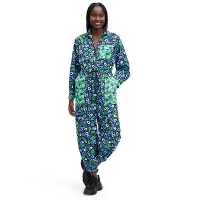DVF Women's Jazz Dot Green Nylon Sports Jumpsuit, Long Sleeve, Ankle Length Diane von Furstenberg for TargetBullseye Deals