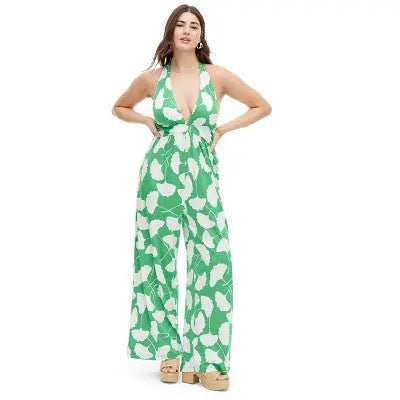 DVF for Target Women's Halter Ginkgo Green Jumpsuit: Effortless Elegance! Diane von Furstenberg for TargetBullseye Deals
