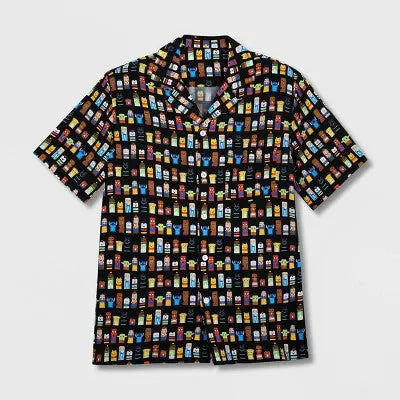 Disney Men's Button Up Viscose Camp Shirt Basic Embroidered Licensed DisneyBullseye Deals