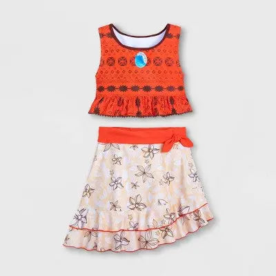 Disney Moana Kids Girls Cosplay Swim Sets 3-Piece Swimsuit UPF 50+ UV Protection MoanaBullseye Deals