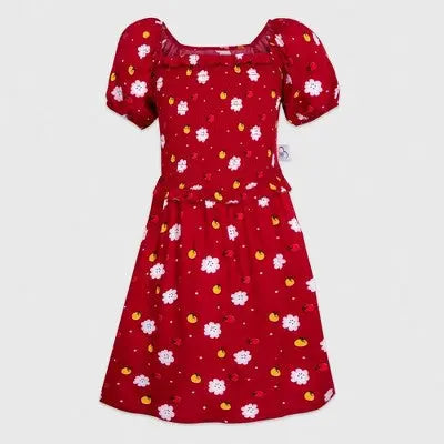 Disney ily 4EVER Girls' Snow White Woven Dress Apple Print Puffed Sleeves DisneyBullseye Deals