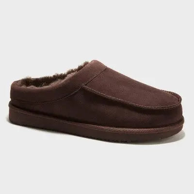 Dluxe Dearfoams Men's Suede Shearling Slip On Slippers Moccasin Indoor/Outdoor dluxe by dearfoamsBullseye Deals
