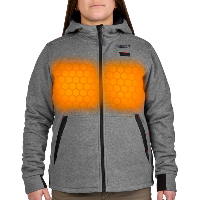 Open Box -  Women's Small M12 12-Volt Lithium-Ion Cordless Gray Heated Jacket Hoodie Kit