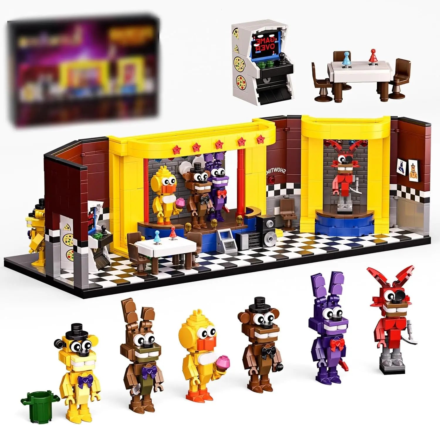 Flve Nightss at Security Room with Stage Building Blocks Set, Fighting Fazbear Monster Building Kit VizBrouBullseye Deals