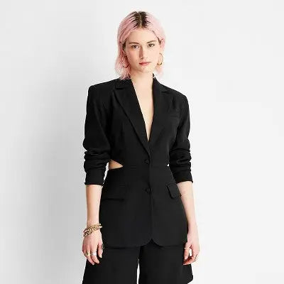Future Collective Alani Noelle Women's Lightweight Cut-Out Blazer Jacket Future Collective with Alani NoelleBullseye Deals