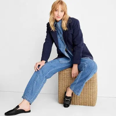 Future Collective With Reese Women's Button Up Wool Check Blazer Jacket Preppy Future Collective with ReeseBullseye Deals