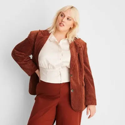 Future Collective With Reese Women's Plus Button Up Corduroy Blazer Jacket Future Collective with ReeseBullseye Deals