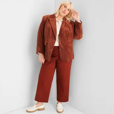 Future Collective With Reese Women's Plus Button Up Corduroy Blazer Jacket Future Collective with ReeseBullseye Deals