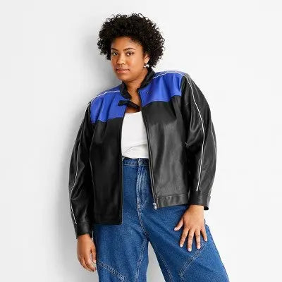 Future Collective With Reese Women's Zip-Up Leather Jacket Future Collective with ReeseBullseye Deals