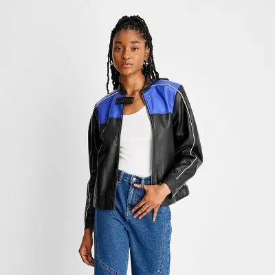 Future Collective With Reese Women's Zip-Up Leather Jacket Future Collective with ReeseBullseye Deals