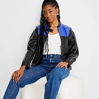 Future Collective With Reese Women's Zip-Up Leather Jacket Future Collective with ReeseBullseye Deals