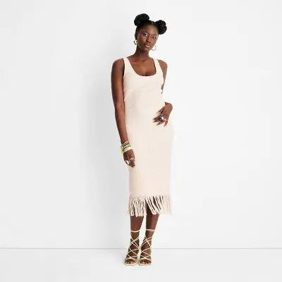 Future Collective with Alani Noelle Crochet Fringe Hem Boho Midi Dress Future Collective with Alani NoelleBullseye Deals