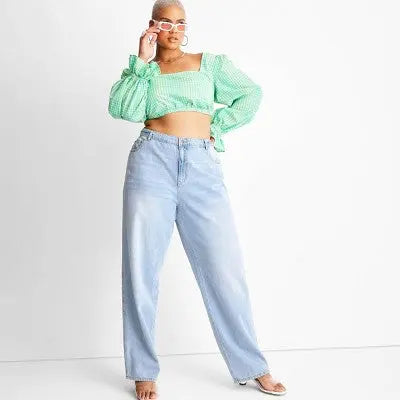 Future Collective with Alani Noelle Womens Plus Relaxed Leg Full Baggy-Fit Jeans Future Collective with Alani NoelleBullseye Deals