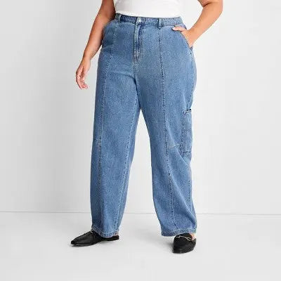 Future Collective with Reese Womens Plus Mid Rise Casual Fit Full Cargo Pants Future Collective with ReeseBullseye Deals