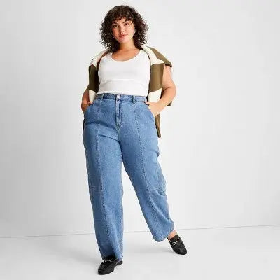 Future Collective with Reese Womens Plus Mid Rise Casual Fit Full Cargo Pants Future Collective with ReeseBullseye Deals