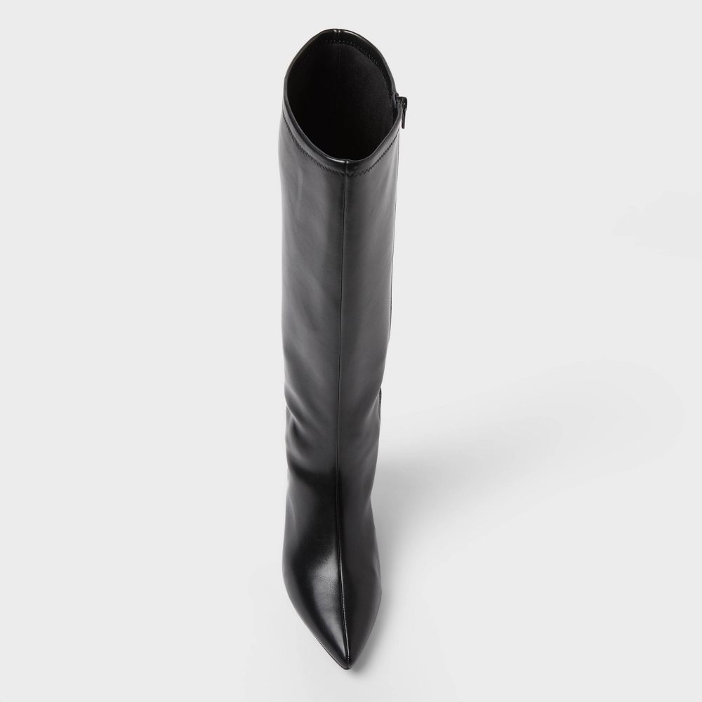 New - Women’s Nelly Under Knee Heeled Boots with Memory Foam Insole - A New Day™ Black 5W