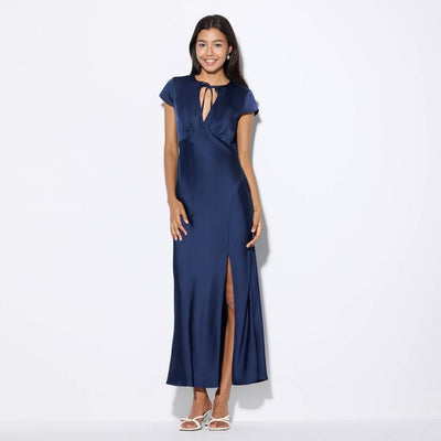 New - Women's Cap Sleeve Tie-Front Maxi Dress - Wild Fable™ Navy Blue XXL