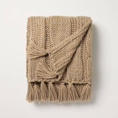 Open Box - Oversized Cozy Knit Throw Blanket Tan - Hearth & Hand™ with Magnolia