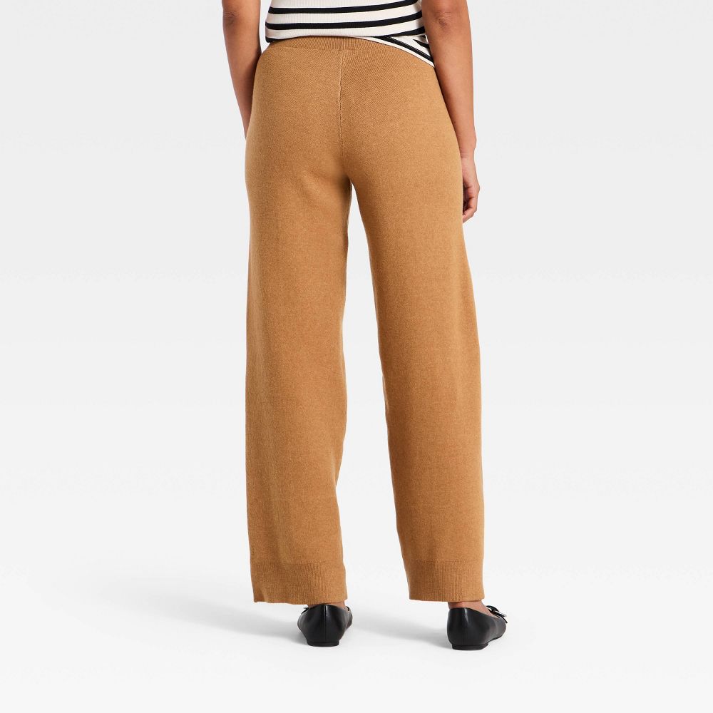 New - Women's Wide Leg Sweater Pants - A New Day™ Brown S