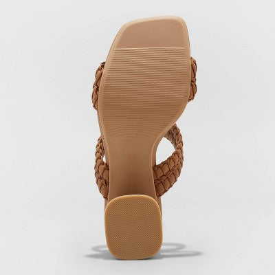 Universal Thread Women's Chunky Block High Slip On Heels Sandals Woven Band Universal ThreadBullseye Deals