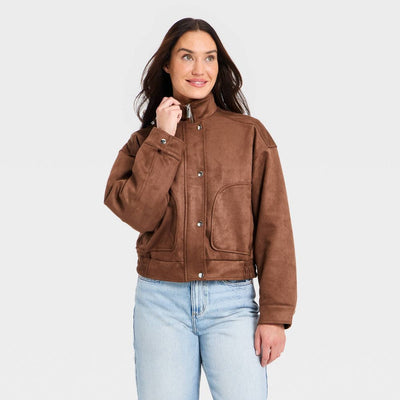 New - Women's Suede Fashion Jacket - Universal Thread™ Rust L
