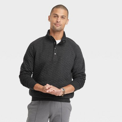 Open Box - Goodfellow & Co Men's Pullover Sweatshirts Diamond Quilted Pattern Snap Placket Goodfellow & CoBullseye Deals