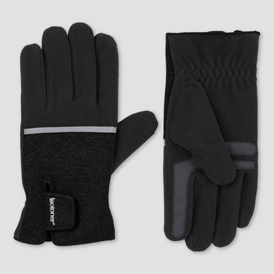New - Isotoner Men's Tech Stretched Fleece Gloves - Black M