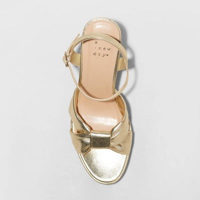 A New Day Women's Chunky Block High Buckle Heels Sandals Ankle Strap Memory Foam A New DayBullseye Deals