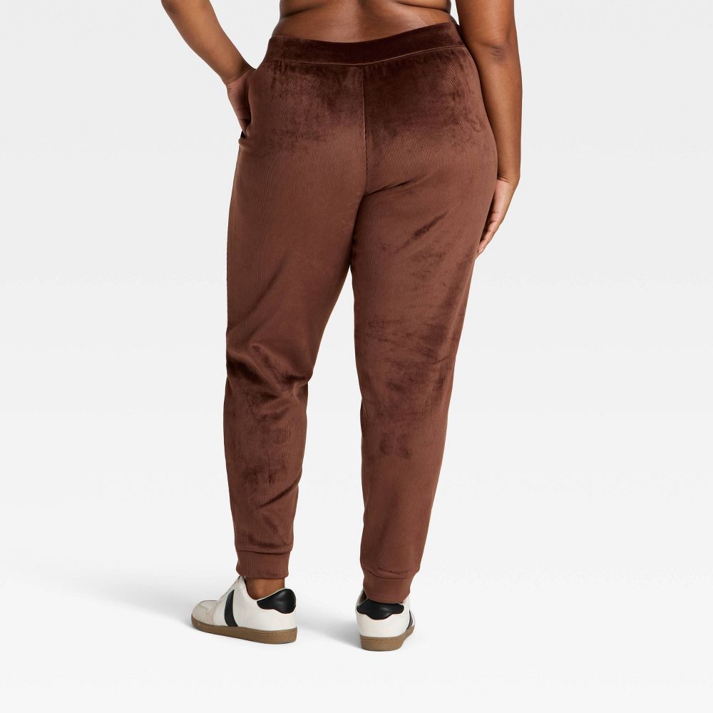New - Women's Velour Ribbed Jogger Sweatpants - All In Motion™ Brown XL