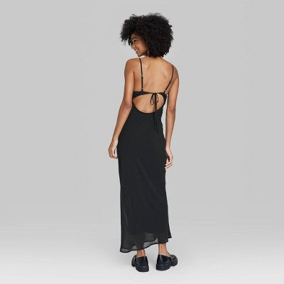 New - Wild Fable Women's Rosette Cup V-Neck Mesh Maxi Slip Dress Wild FableBullseye Deals