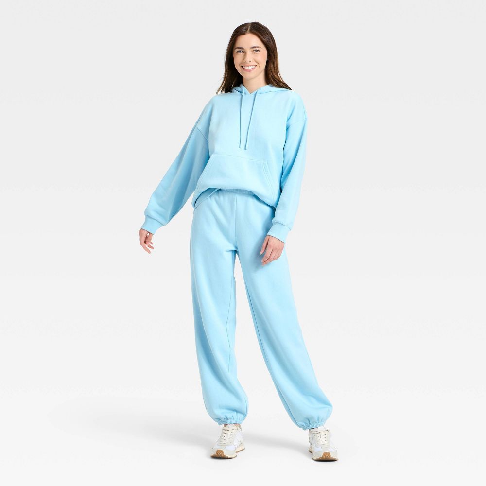 New - Women's Cinched Fleece Jogger Sweatpants - JoyLab™ Light Blue XXL