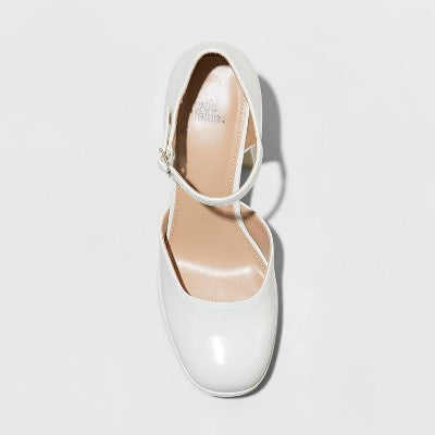 Wild Fable Women's Chunky Block High Heel Buckle Pumps Ankle Strap Memory Foam Wild FableBullseye Deals