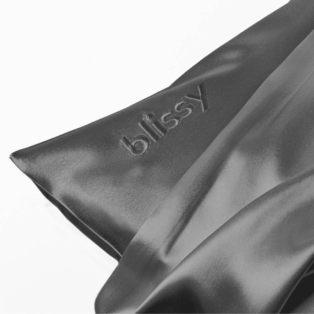 Open Box - Blissy Standard/Queen 600 Thread Count Silk Pillowcase Dark Gray