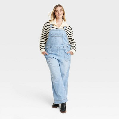 New - Universal Thread Women's Wide Leg Denim Overalls Full Length Jumpsuits Universal ThreadBullseye Deals