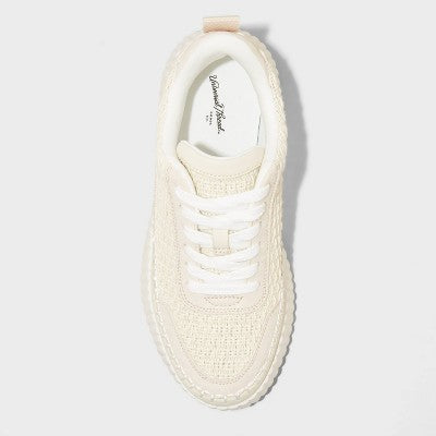 Open Box - Universal Thread Women's Low Top Lace-Up Sneakers Memory Foam Insole Woven Universal ThreadBullseye Deals