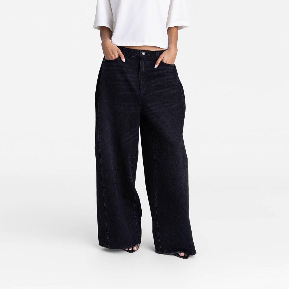 New - KBB by KAHLANA Women's Low-Rise Wide Leg 'The Rachel Jean' - Black Wash 4