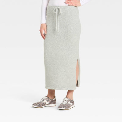 New - Women's Boucle Maxi Sweater Pencil Skirt - Universal Thread™ Light Gray L