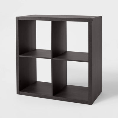 New - 13" 4 Cube Organizer Black Oak - Brightroom™: Decorative Bookshelf, Cubby Storage, MDF & Particle Board, 13" System Compatible