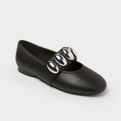 Women’s Genevieve Oversized Dome Stud Mary Jane Flats with Memory Foam Insole – A